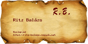 Ritz Balázs névjegykártya